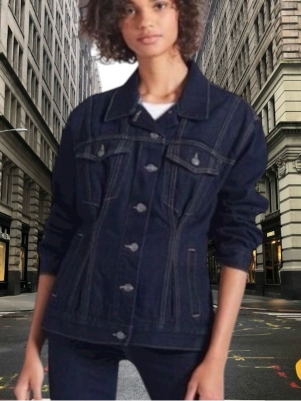 CURRENT ELLIOTT SIZE 2 ( MEDIUM)  CORSET TRUCKER JACKET IN HEARST DARK BLUE WASH